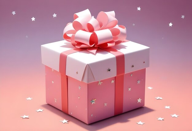 a pink gift box with a pink bow on it