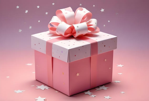 a pink gift box with a pink bow on it