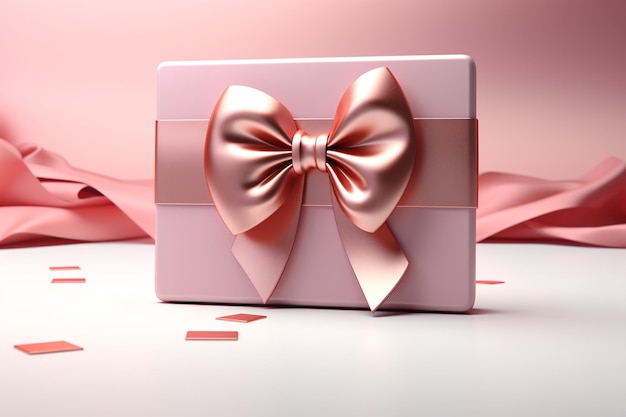 a pink gift box with a pink bow