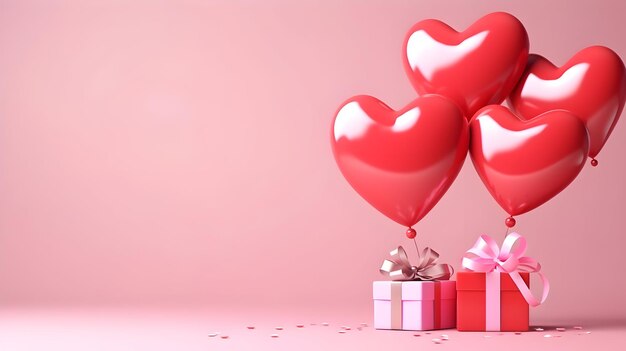 pink gift box with ribbon and heart valentine love concept on pink background happy valentine day