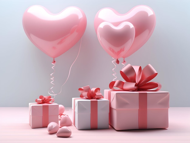 pink gift box with ribbon and heart valentine love concept on pink background happy valentine day