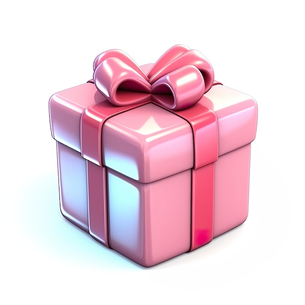 A pink gift with a bow on it A gift icon isolated on white background