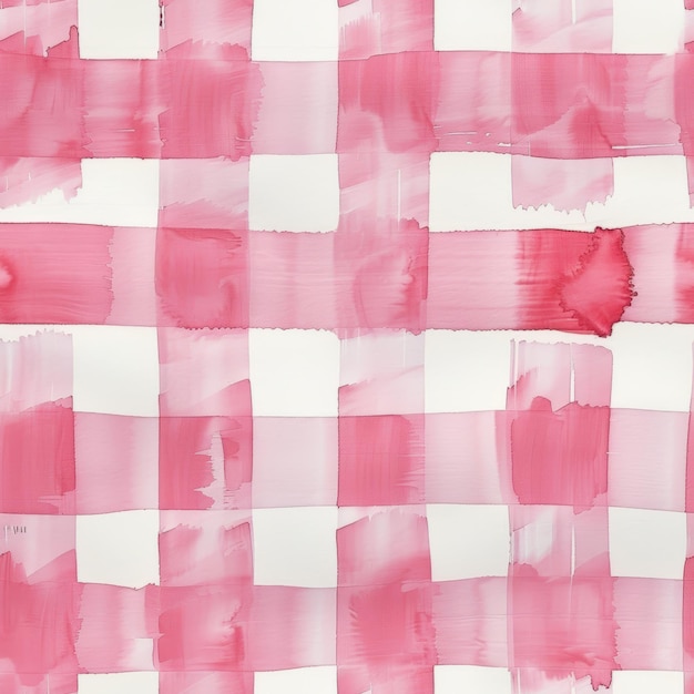 Photo pink gingham watercolor pattern