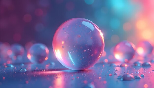 Photo a pink glass ball sits on a table with other bubbles