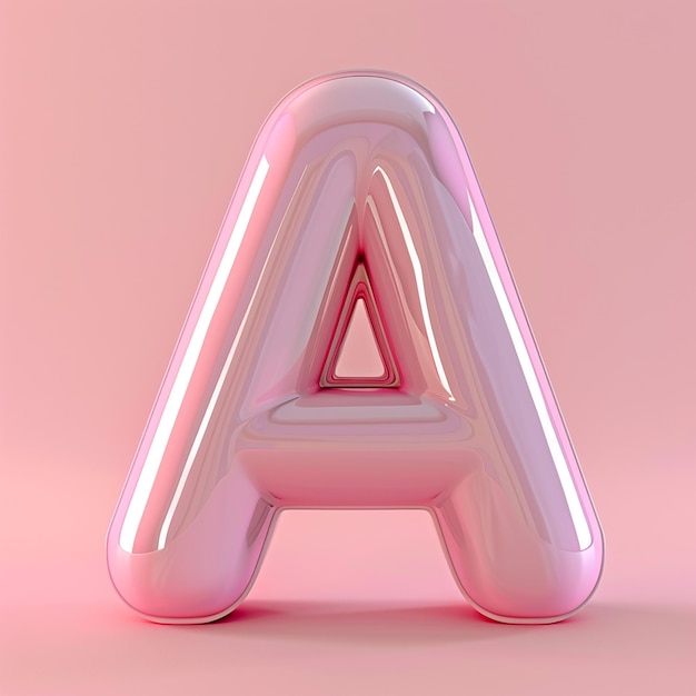 a pink glass letter a on a pink background