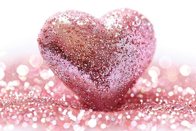 Pink Glitter Heart Clipart on White Background