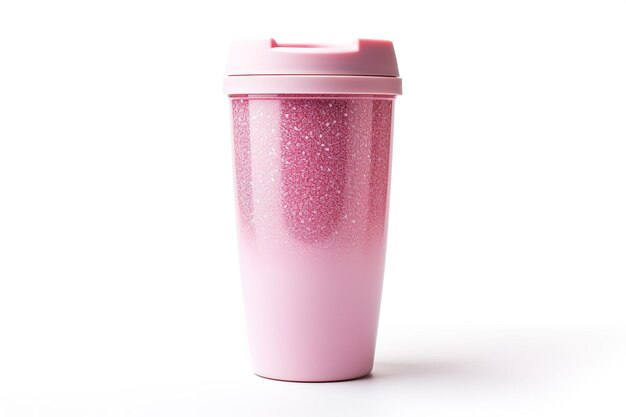 Photo a pink glittering travel mug for onthego sips on transparent background png