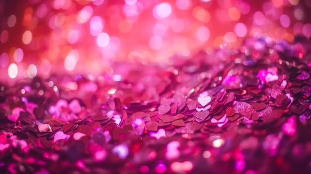 Pink glitters on a pink background