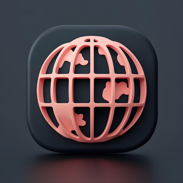 Photo pink globe icon on dark background global connection concept