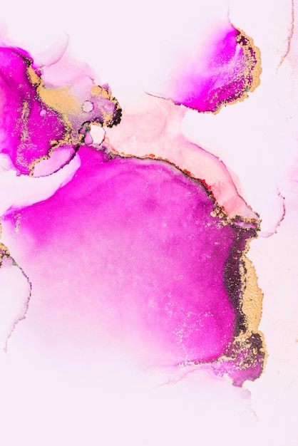 Pink gold abstract background of marble liquid ink art painting on paper