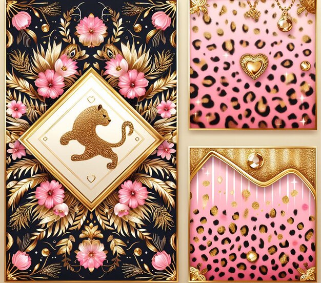 a pink and gold box with a cat on it and a heart that says quot i love quot