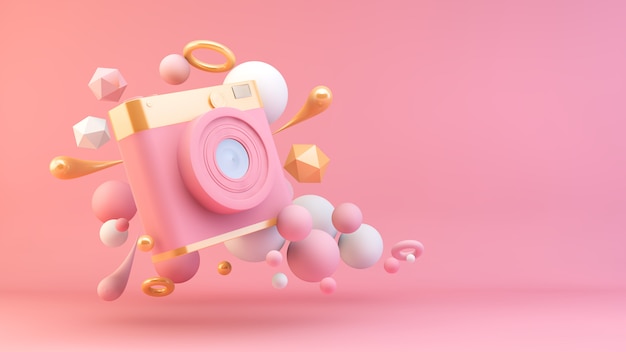 Pink and gold camera