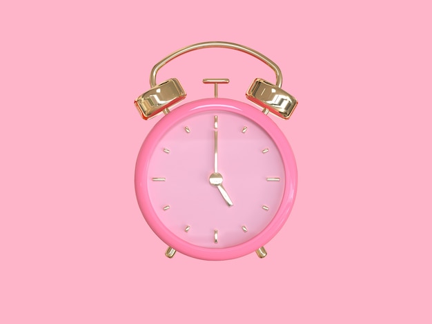 Photo pink gold clock/alarm 3d rendering