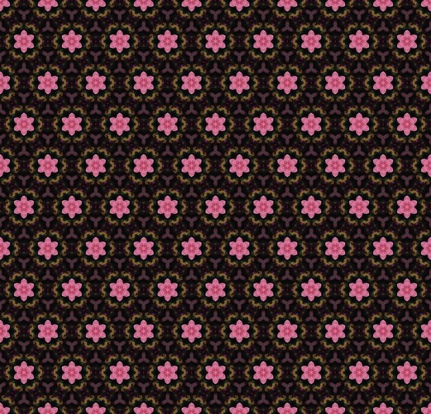 Pink and gold flowers on a black background.