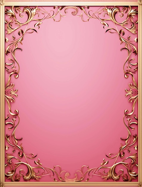 a pink and gold frame with a gold frame