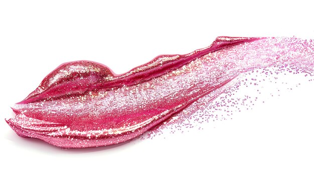 Photo pink and gold glitter lipstick swatch