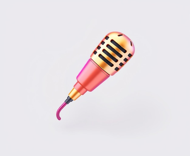 Photo pink and gold microphone with isolated background