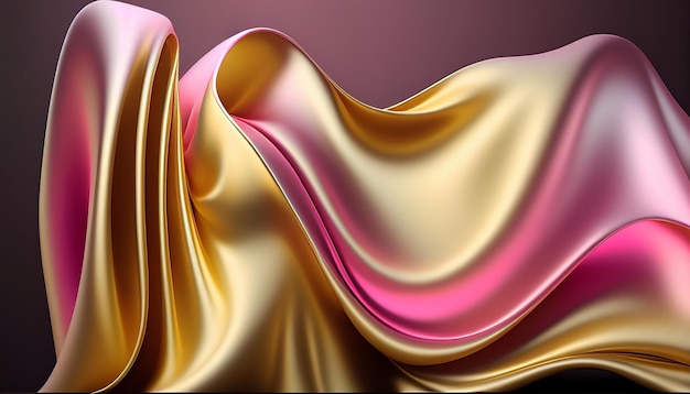 A pink and gold silk fabric with a pink background.