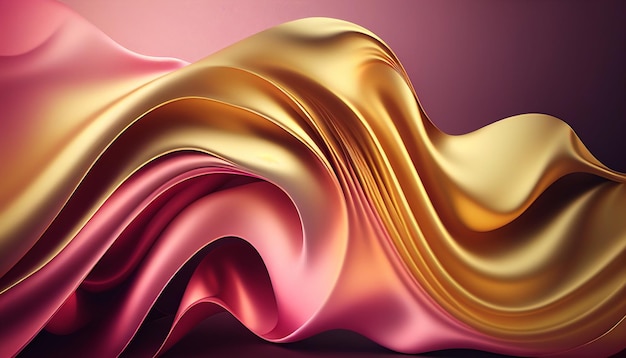 A pink and gold silk fabric with a wave in the middle.