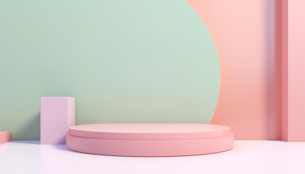 a pink and green circular object is sitting on a white table