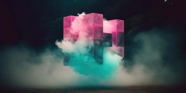 A pink and green cubes with the word cubes on it