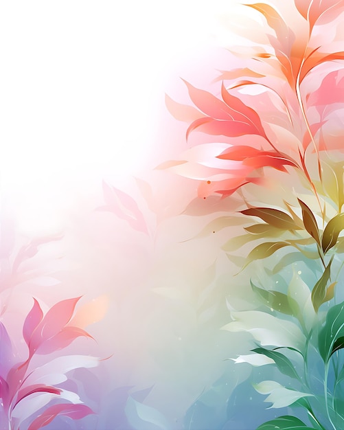 Pink and Green Floral Background with White Back