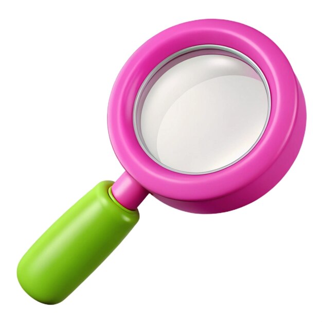 a pink and green magnifying glass with a pink handle