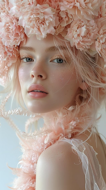 a pink hat with a floral crown is featured in this photo by person