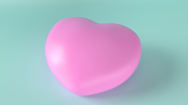 The pink heart on blue for health content 3d rendering.