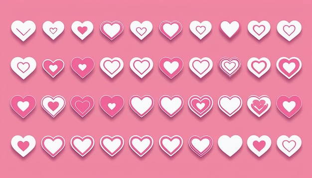 Pink Heart Icons Perfect for Valentines Day and Anniversaries