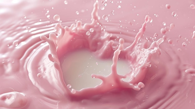 Pink heart like milk splashes romantic food symbol Ai Generated