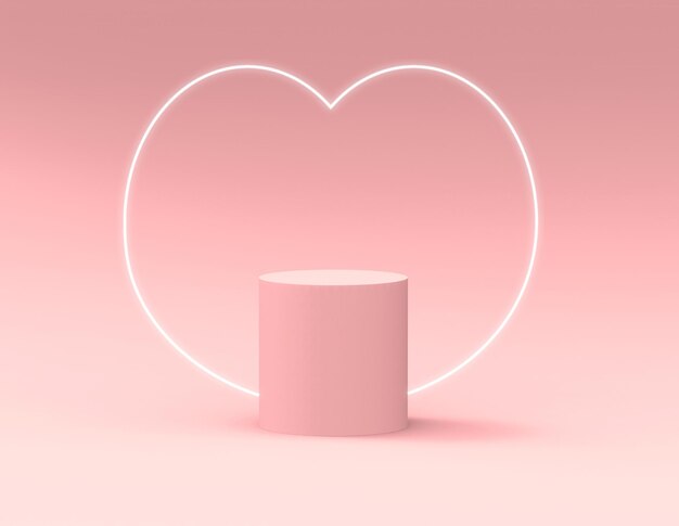 A pink heart shaped box with a neon sign that says'love'on it