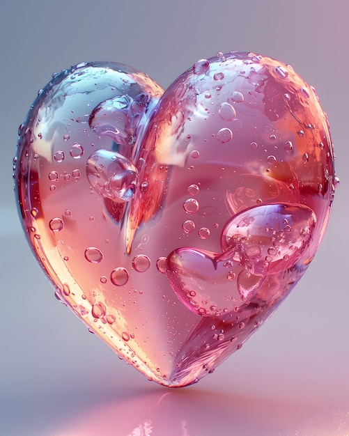 a pink heart shaped item with the bubbles inside