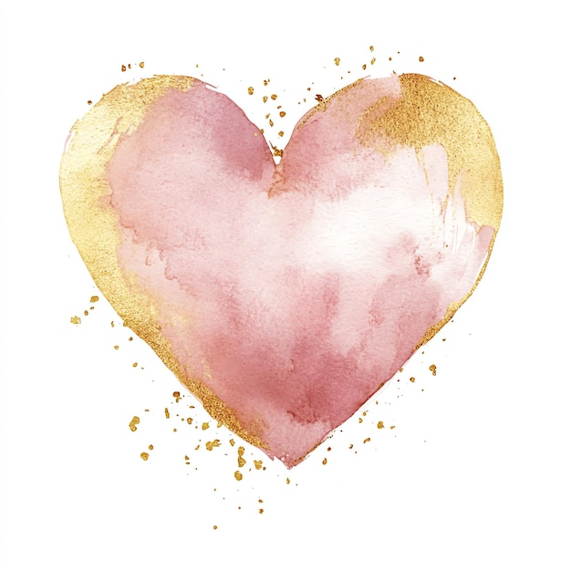 Photo a pink heart with gold and pink paint on it