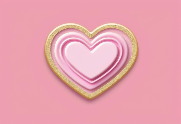 a pink heart with a gold rim and a gold rim