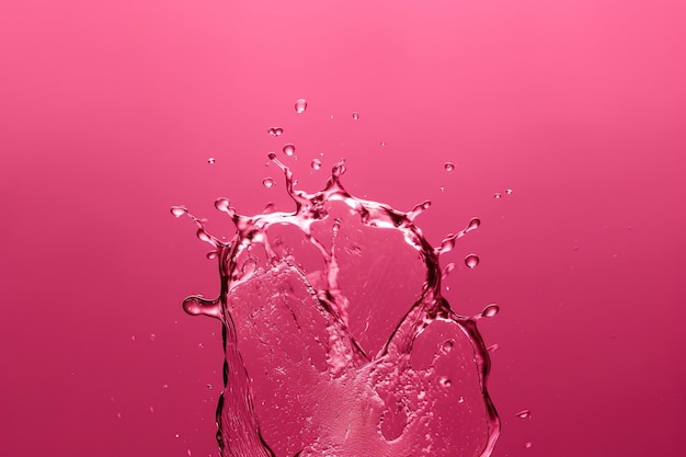 A pink heart with a splash of water in the middle