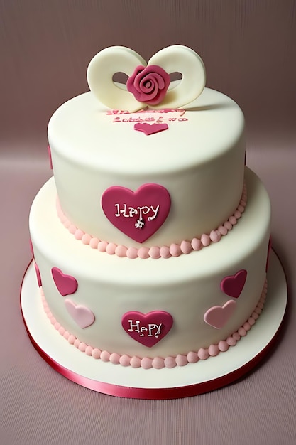 pink hearted cake for valentine or birthday