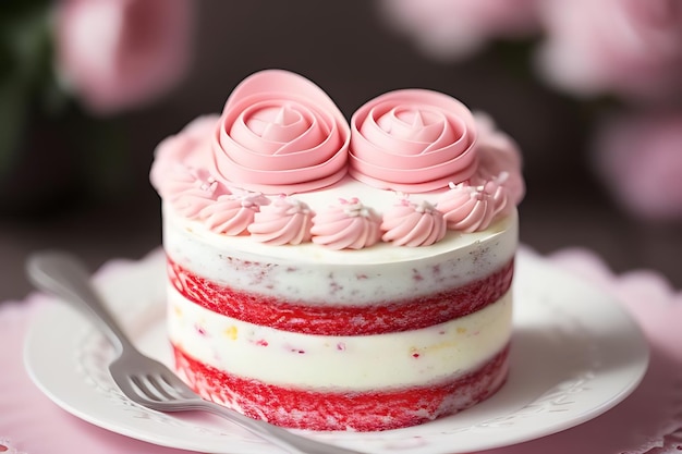 pink hearted cake for valentine or birthday