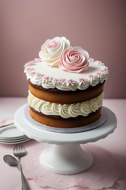 pink hearted cake for valentine or birthday