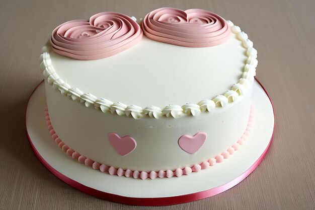 pink hearted cake for valentine or birthday