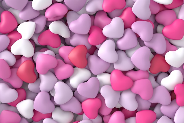 Pink hearts background. 3d rendering.