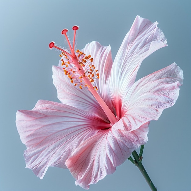 pink hibiscus against a minimalist white backdrop