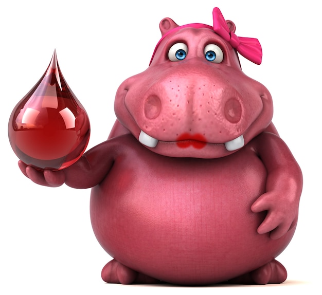 Pink Hippo - 3D Illustration