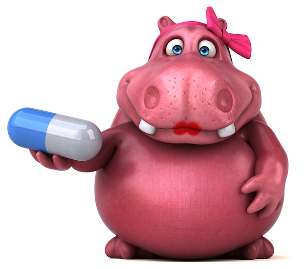 Pink Hippo - 3D Illustration