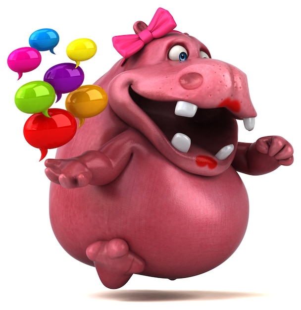 Pink Hippo - 3D Illustration