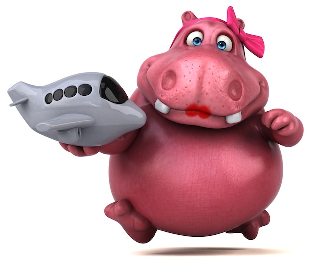 Pink Hippo - 3D Illustration