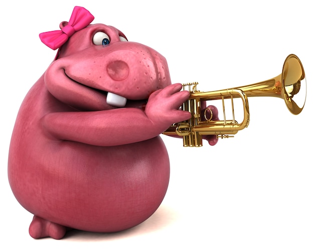 Pink Hippo - 3D Illustration