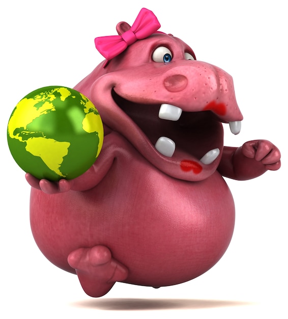 Pink Hippo - 3D Illustration