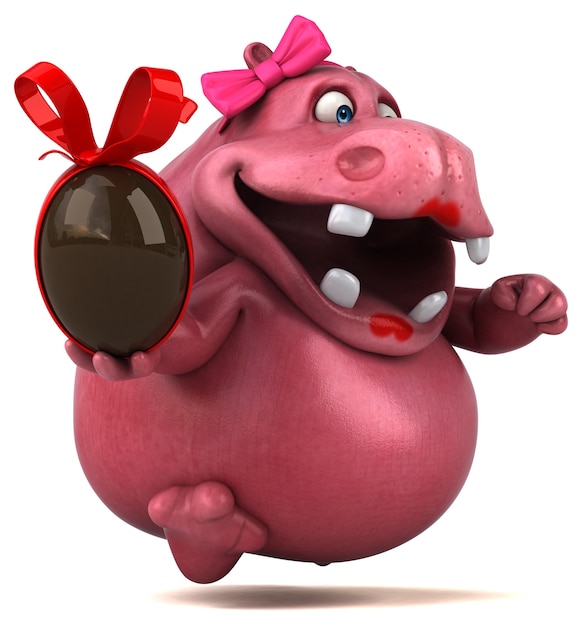 Pink Hippo - 3D Illustration