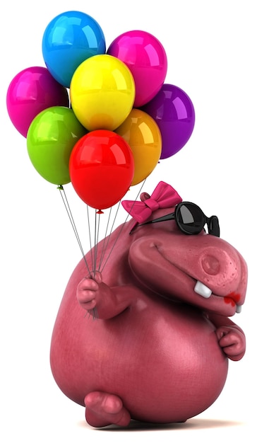 Pink Hippo - 3D Illustration